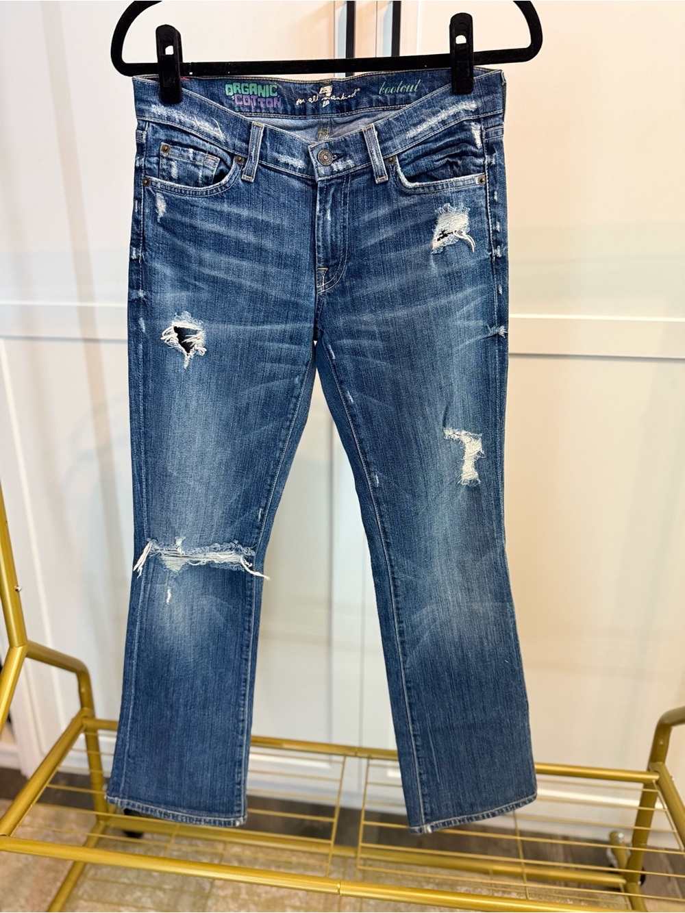7 For All Mankind Women's Bootcut Distressed Blue Jeans Size 28